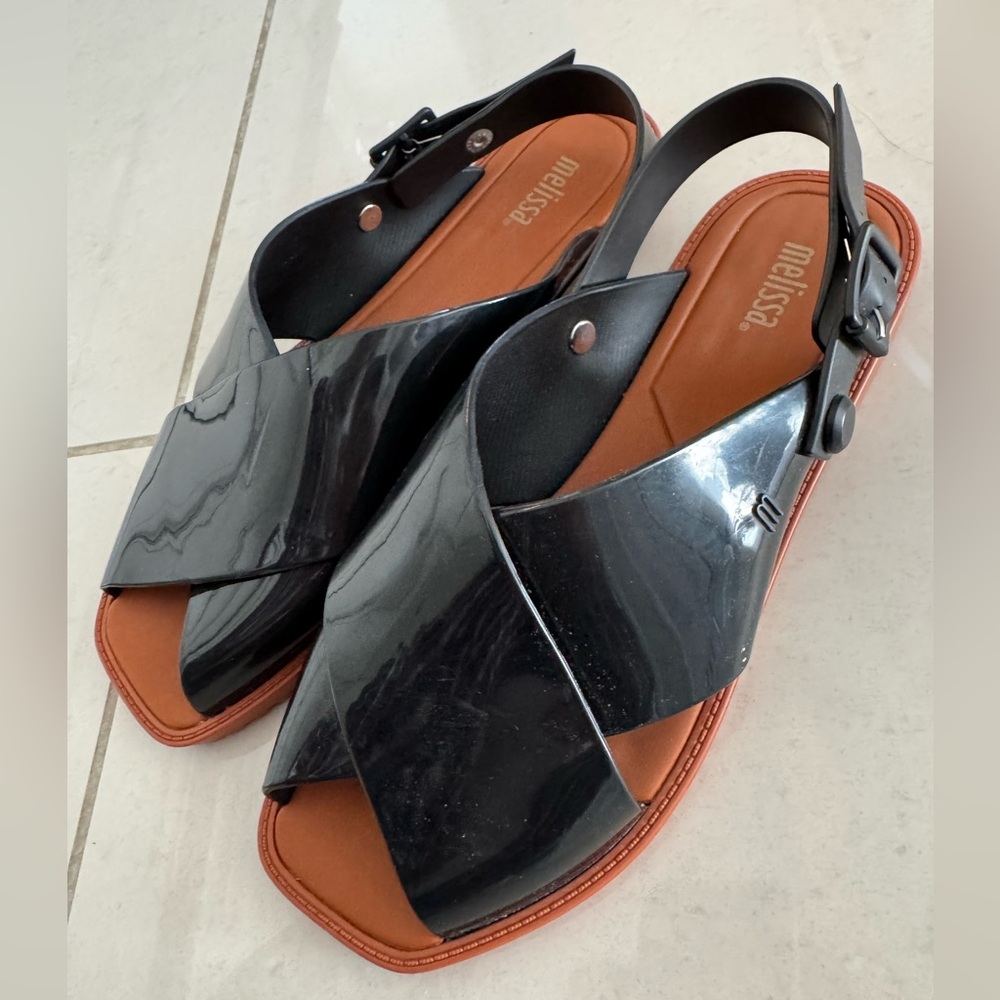 NWOT Melissa Black Sauce Criss Cross Jelly Sandals